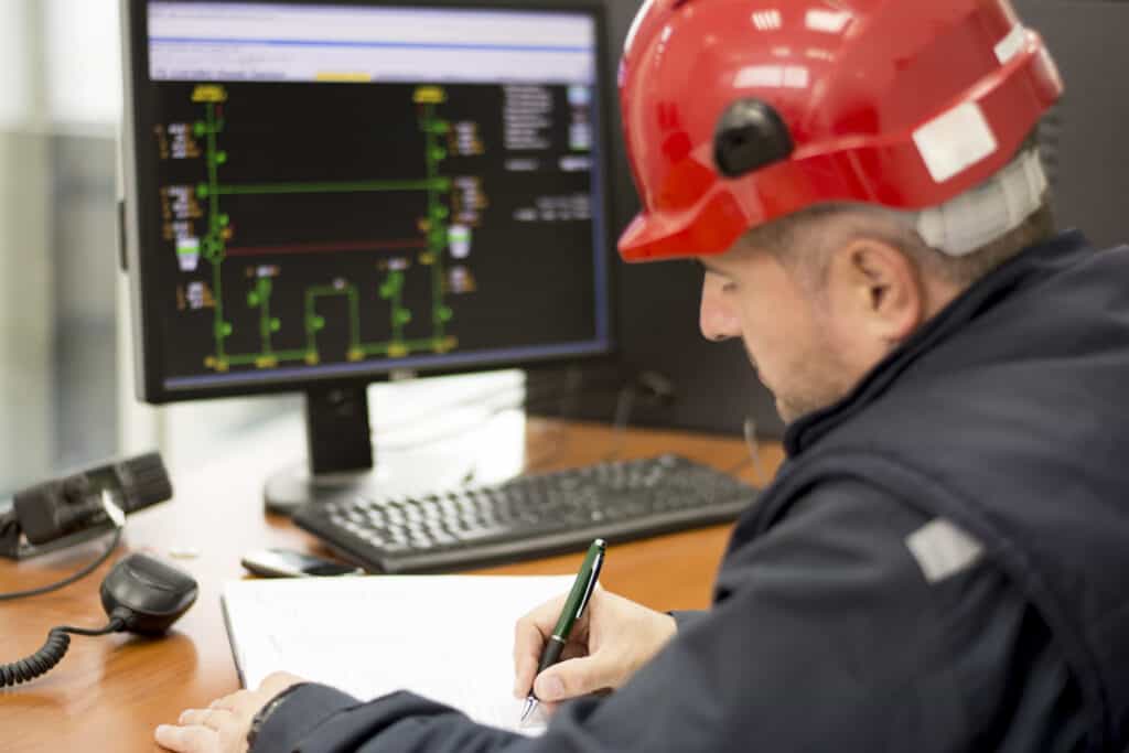 Engineer works in the office