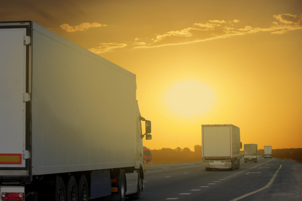 The truck on asphalt road